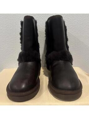 New UGG Australia Carter Leather Winter Boots with Shearling Liner Women's 5
